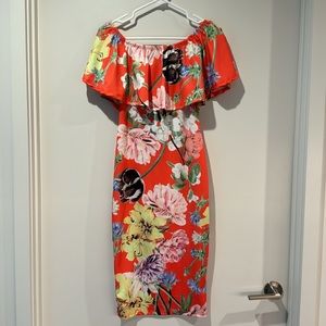 ASOS Off-the-shoulder Floral Midi Dress